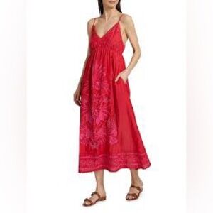 Johnny Was Red Floral Maxi Dress
